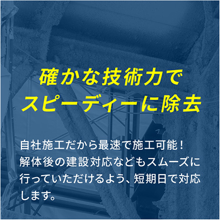 確かな技術力でスピーディーに除去